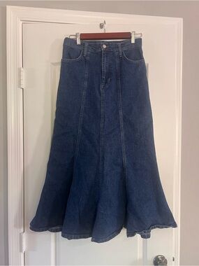 EUC Joe's Jeans Dark Blue Denim Tulip Flare Midi Skirt